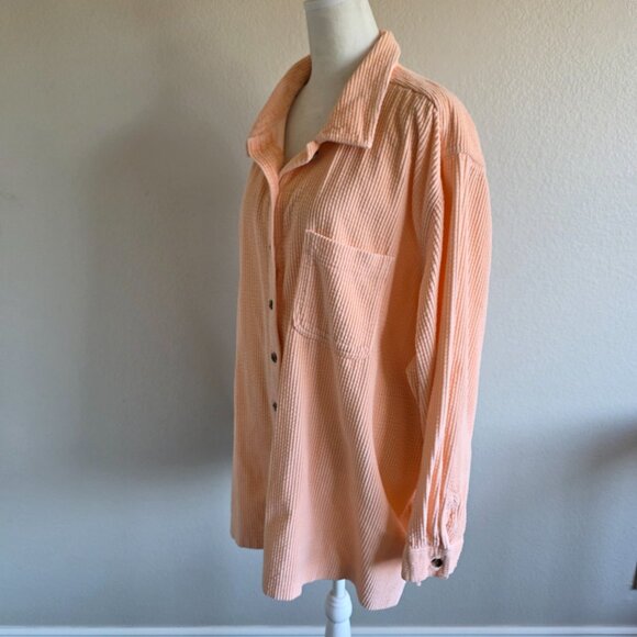 LL Bean Shirt Jacket Womens 2X Corduroy Deep Peach Button Front Pocket Shacket - Picture 4 of 9